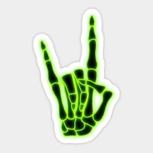 Green Neon Rock n' Roll Skeleton Hand Sticker